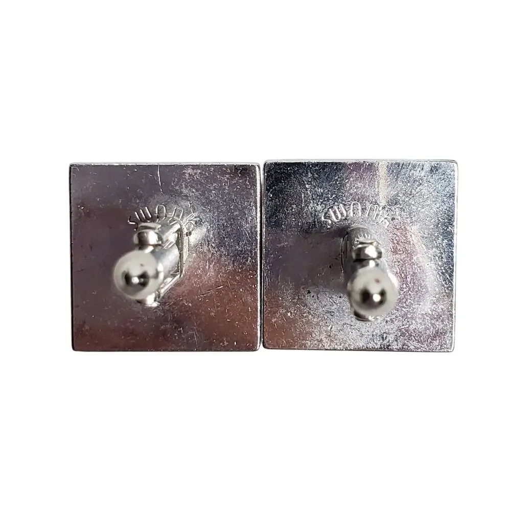 Silver Tone Swank Cufflinks Signed Vtg